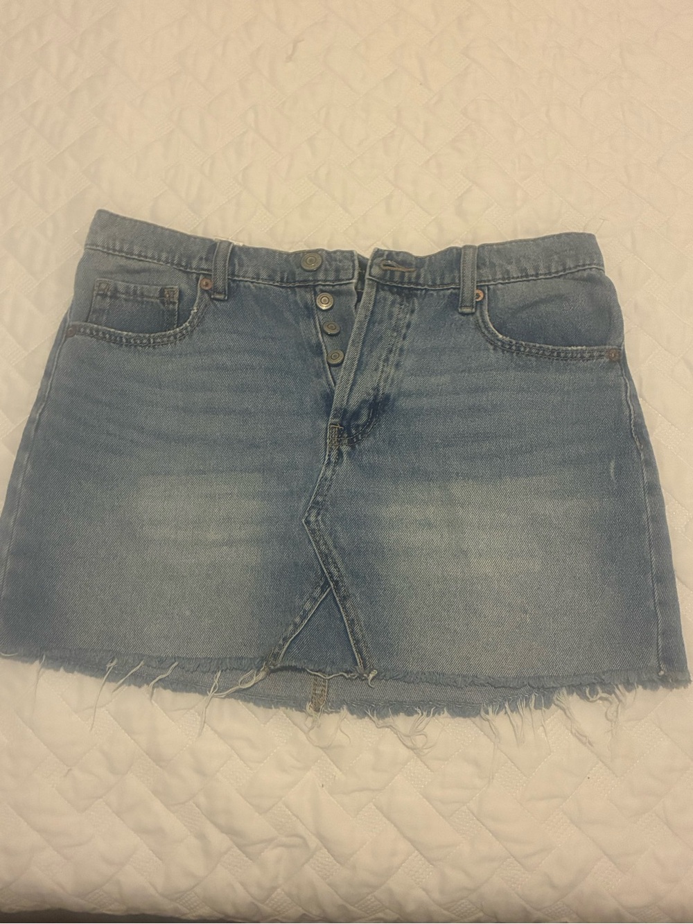 Aeropostale Light Blue Denim Mini Skirt with Raw Hem